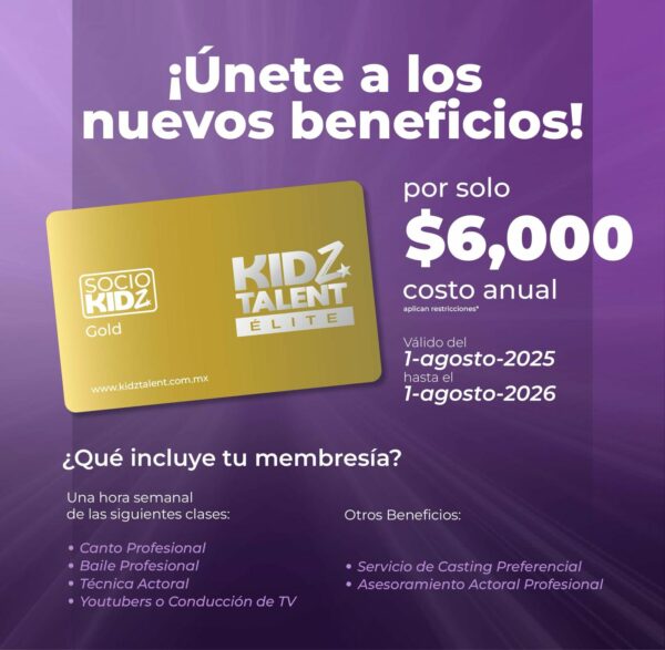 Membresía Kidz Talent Élite – Gold